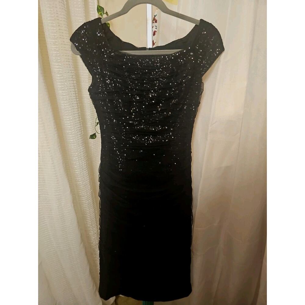 Ralph Lauren Evening Dress Black Sequin Fitted Size 2 - Picture 2 of 11